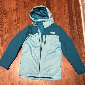 The North Face Teal and Light Blue Jacket
